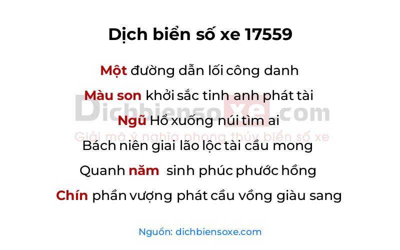 Dịch thơ biển số 17559