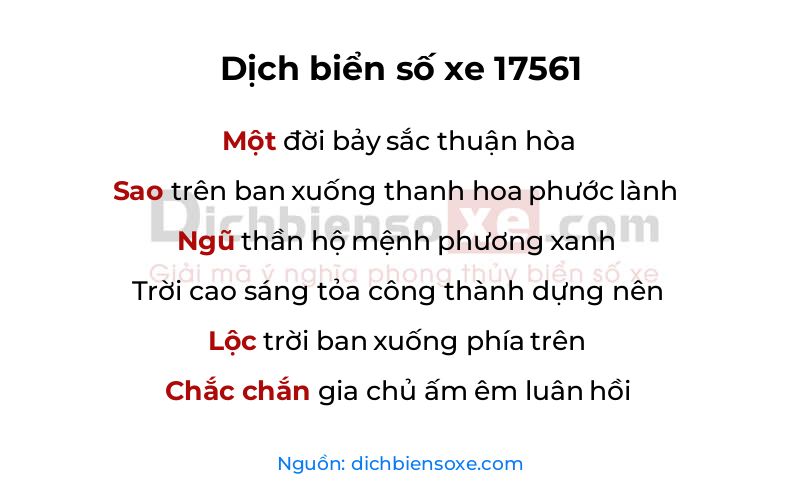Dịch thơ biển số 17561