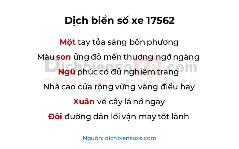 Dịch thơ biển số 17562