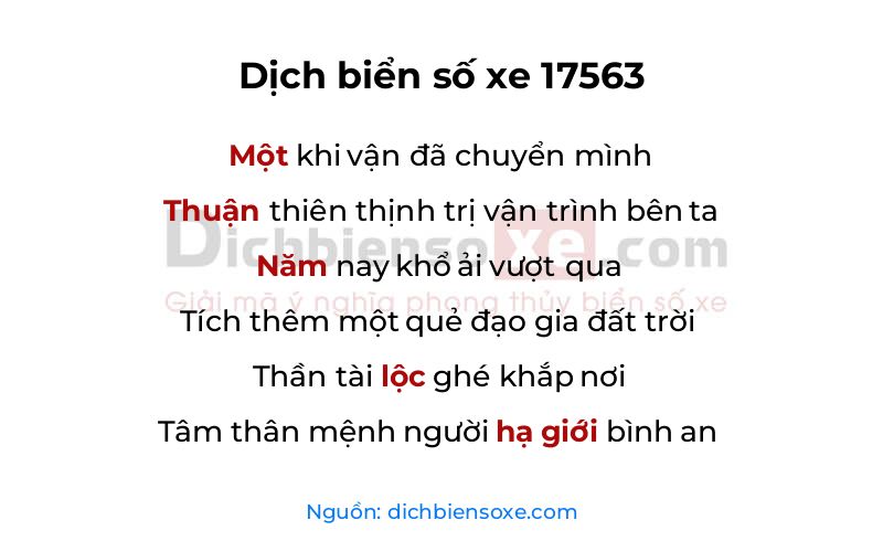 Dịch thơ biển số 17563