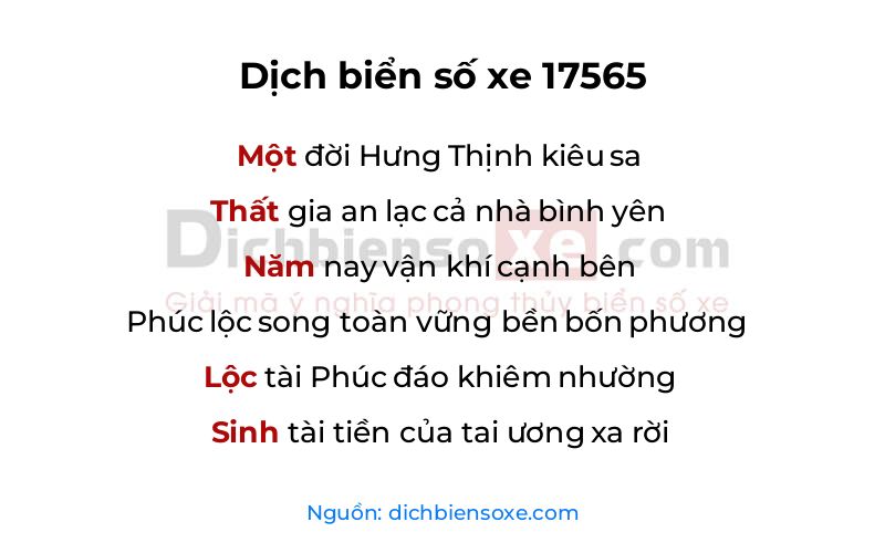 Dịch thơ biển số 17565