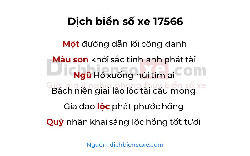 Dịch thơ biển số 17566