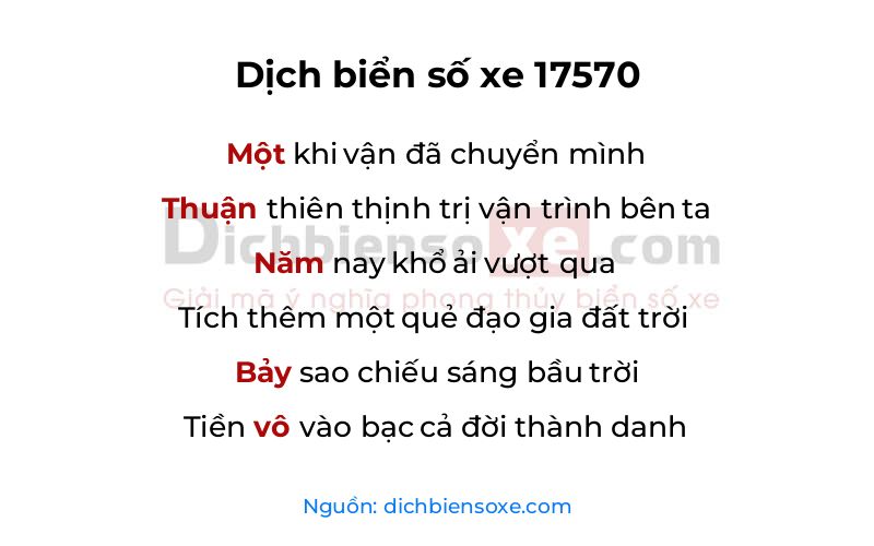 Dịch thơ biển số 17570