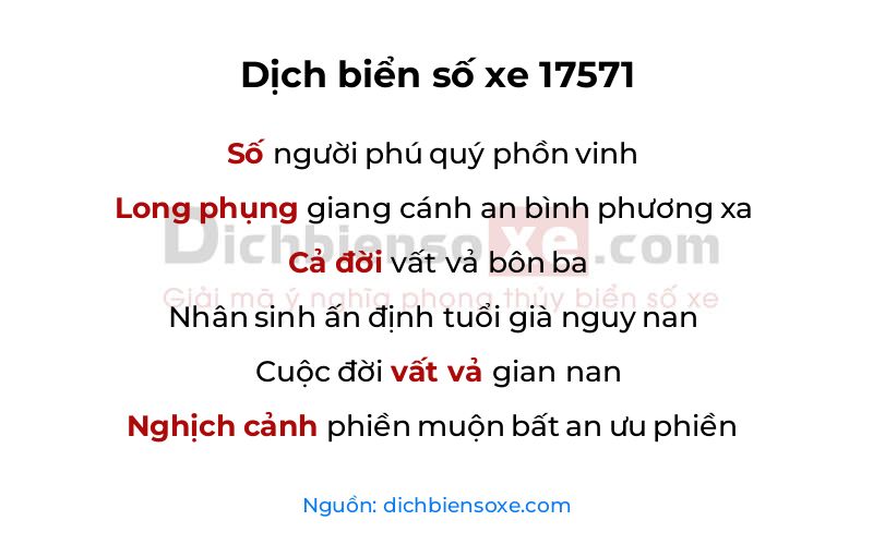 Dịch thơ biển số 17571