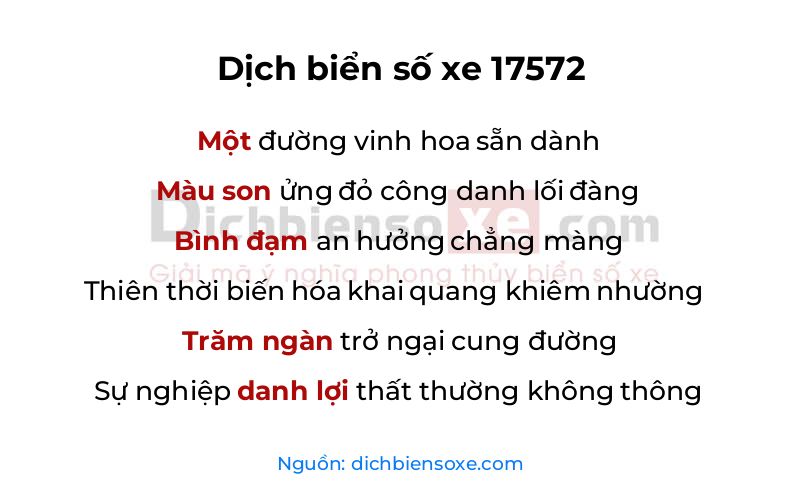 Dịch thơ biển số 17572