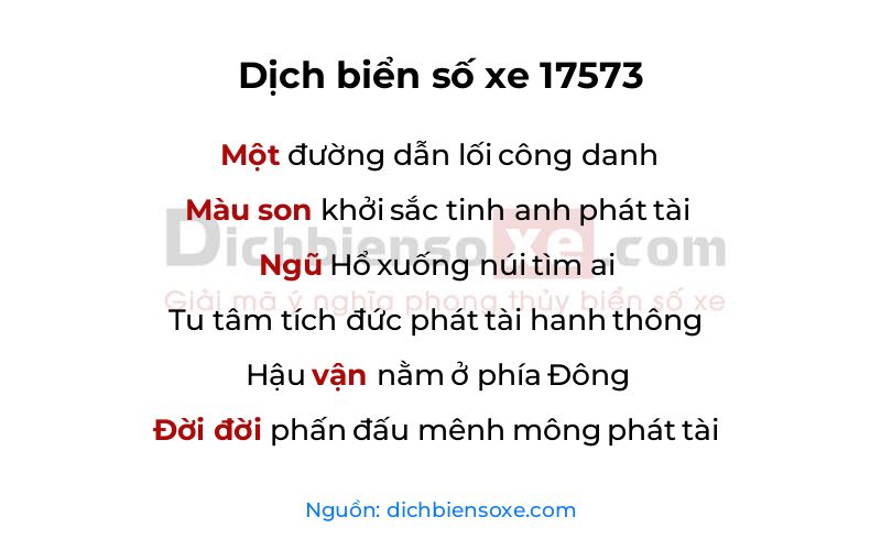 Dịch thơ biển số 17573