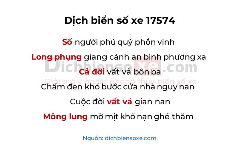Dịch thơ biển số 17574