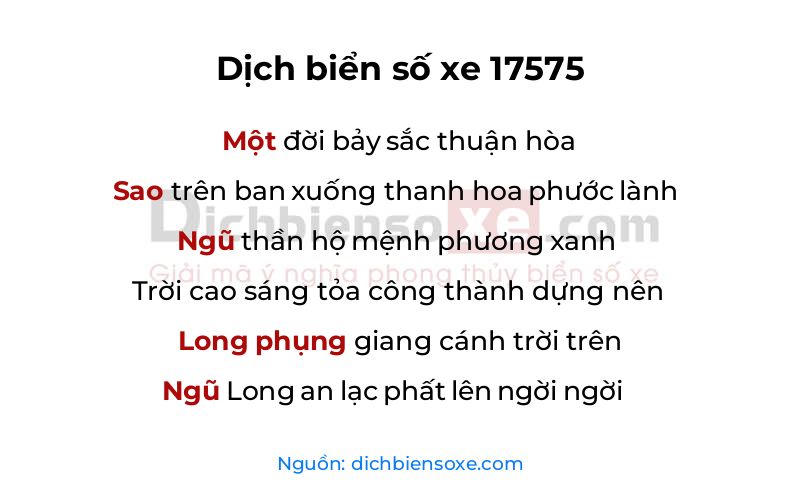 Dịch thơ biển số 17575