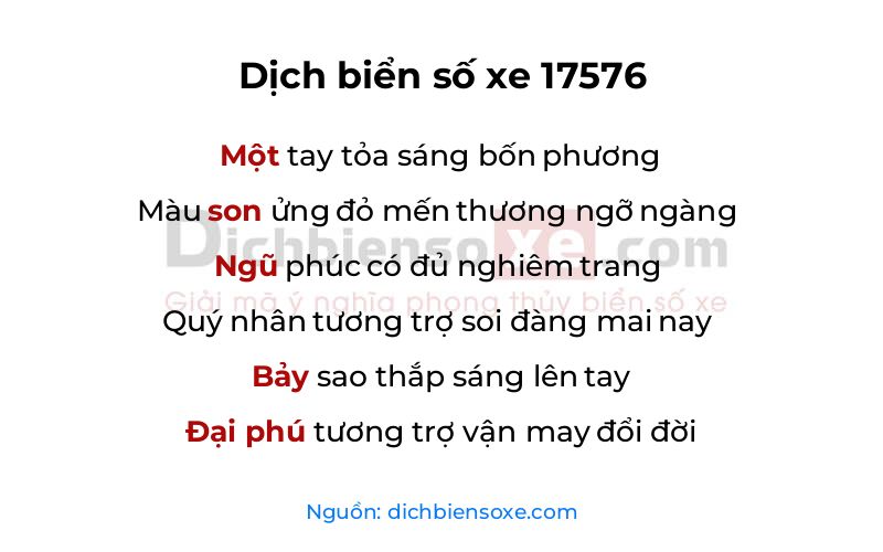 Dịch thơ biển số 17576