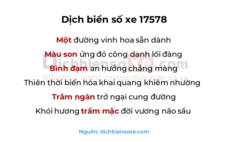 Dịch thơ biển số 17578