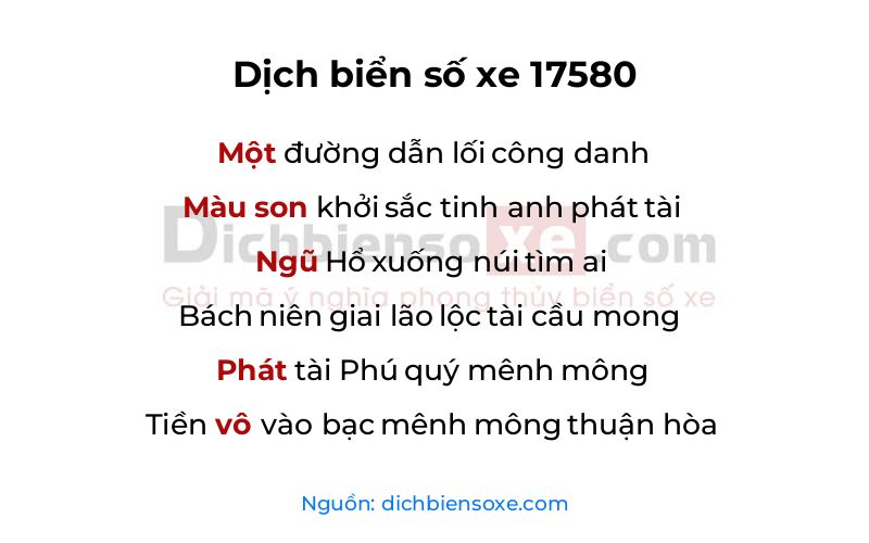 Dịch thơ biển số 17580