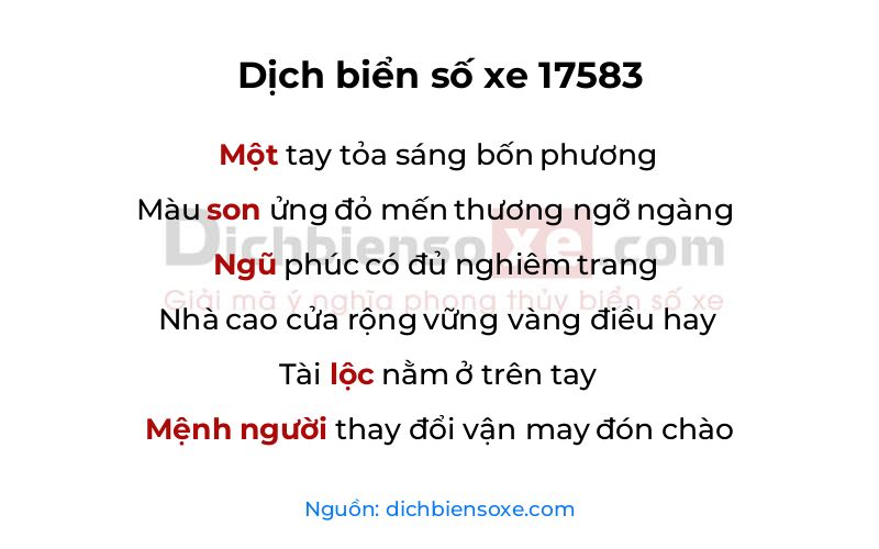 Dịch thơ biển số 17583