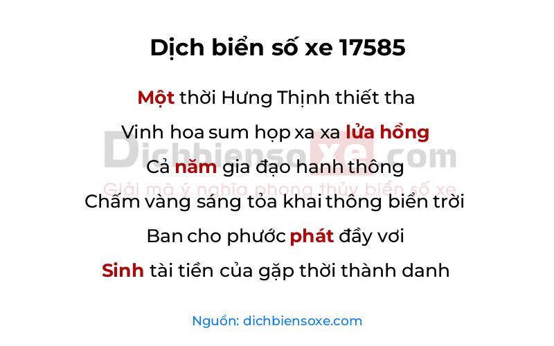 Dịch thơ biển số 17585