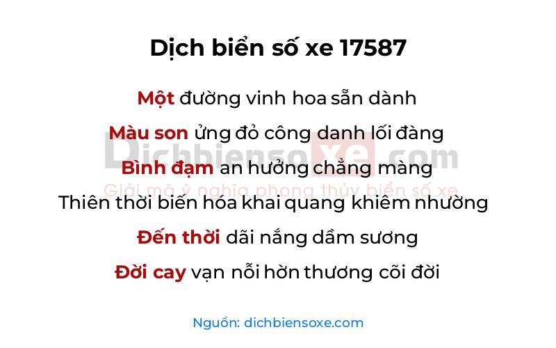 Dịch thơ biển số 17587
