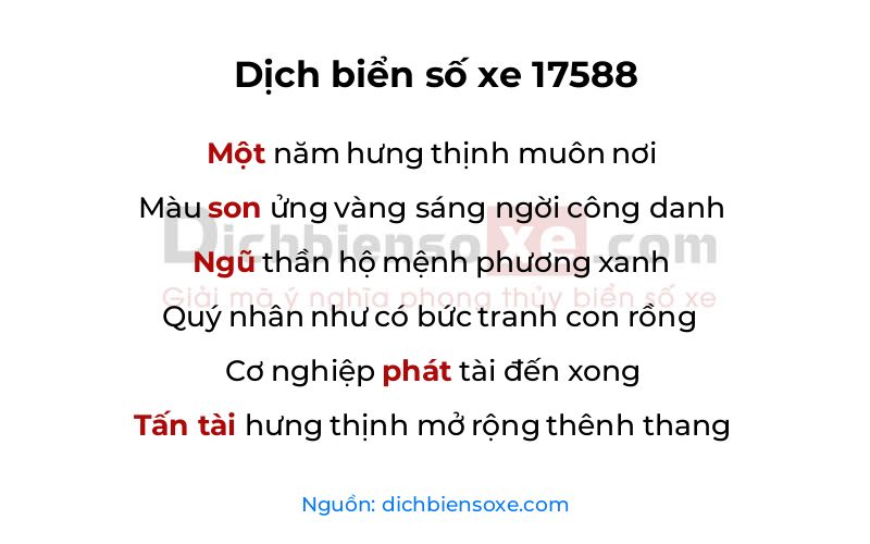 Dịch thơ biển số 17588
