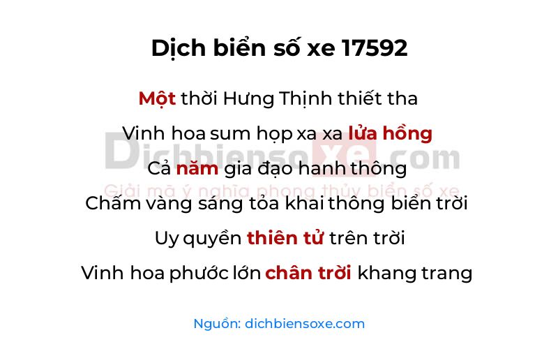 Dịch thơ biển số 17592