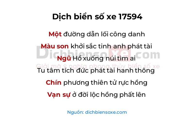 Dịch thơ biển số 17594