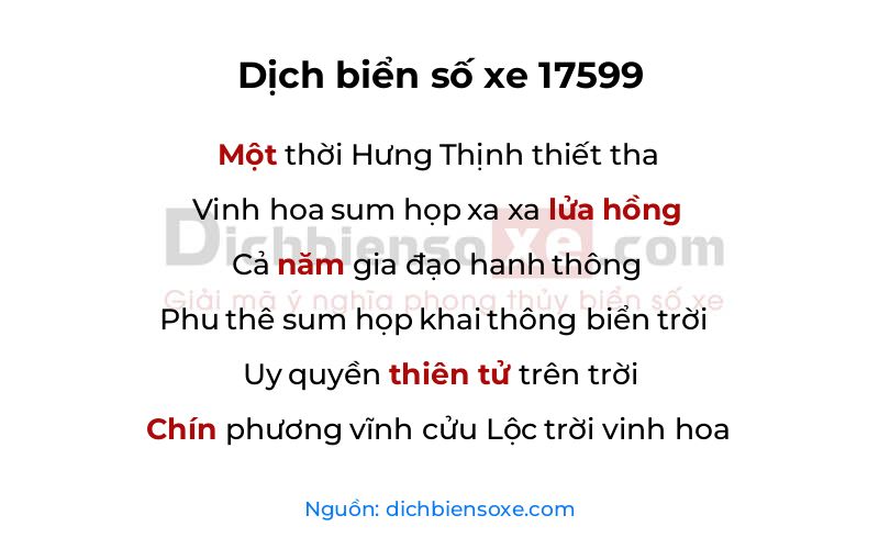 Dịch thơ biển số 17599