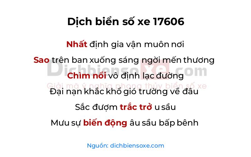 Dịch thơ biển số 17606