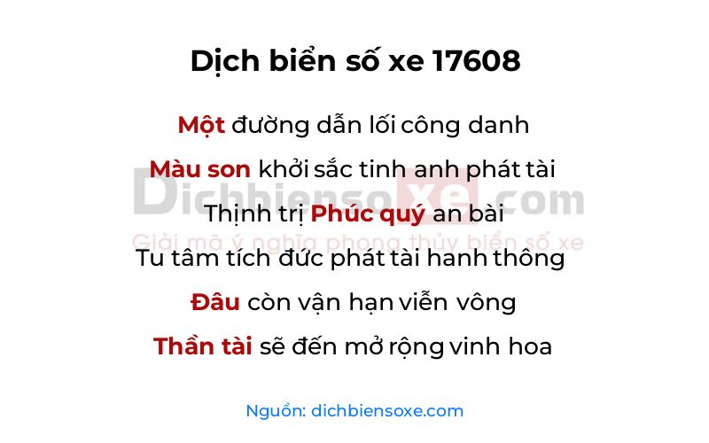 Dịch thơ biển số 17608