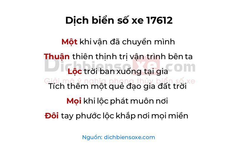 Dịch thơ biển số 17612