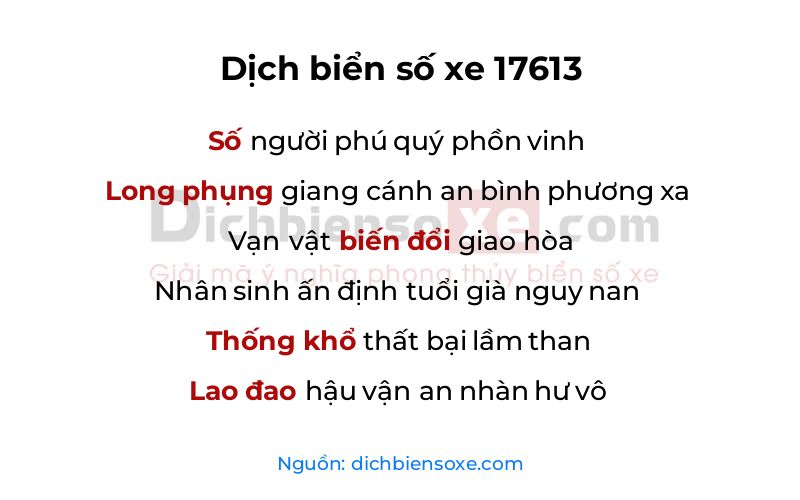 Dịch thơ biển số 17613
