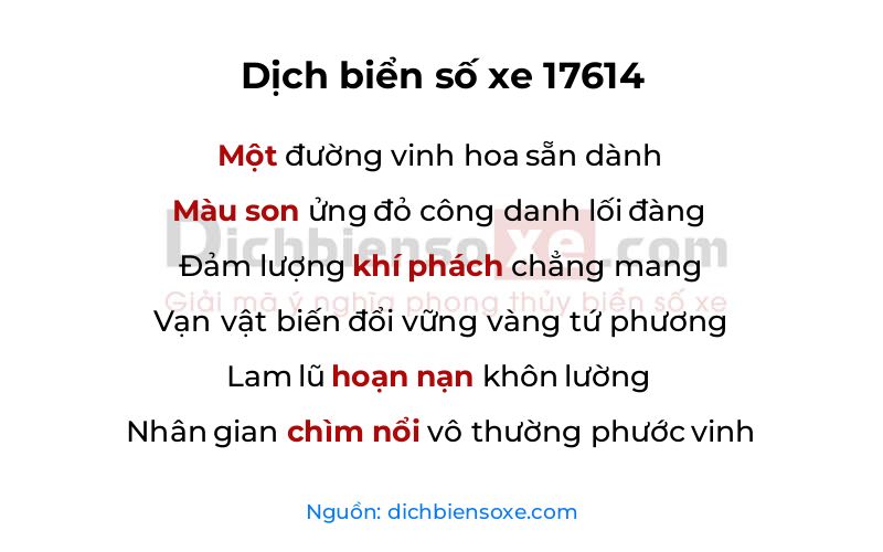 Dịch thơ biển số 17614