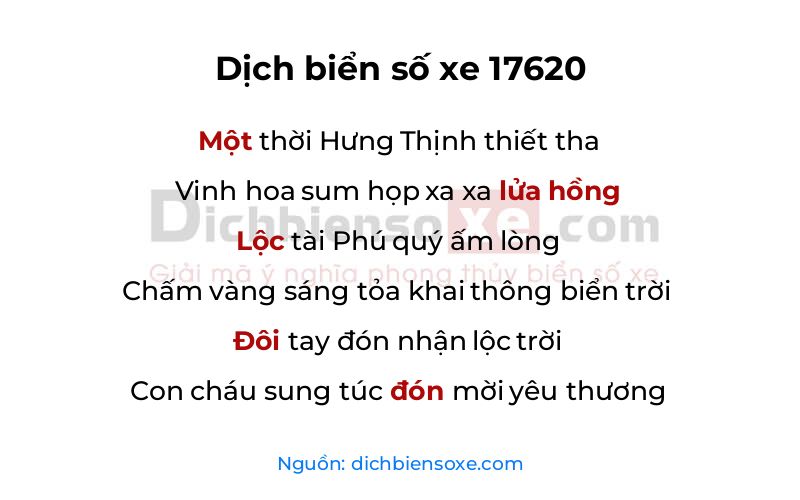 Dịch thơ biển số 17620