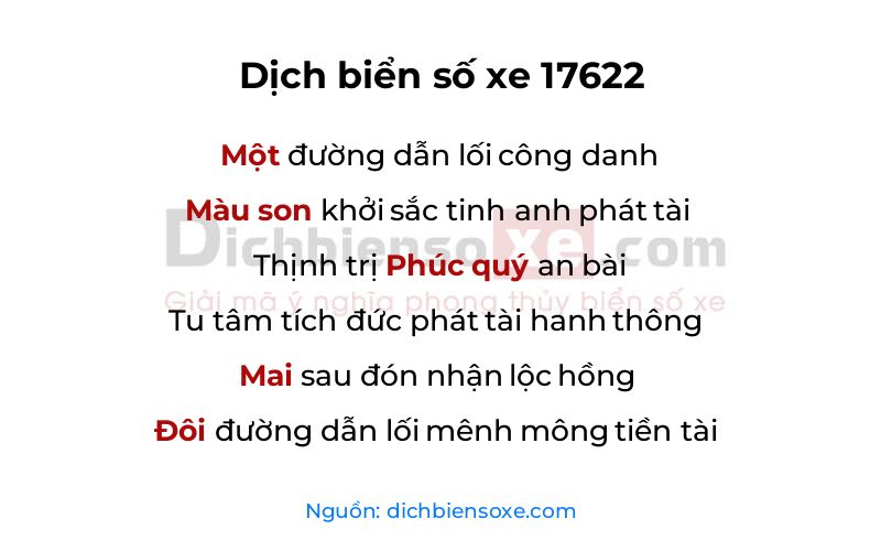 Dịch thơ biển số 17622