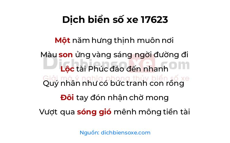 Dịch thơ biển số 17623