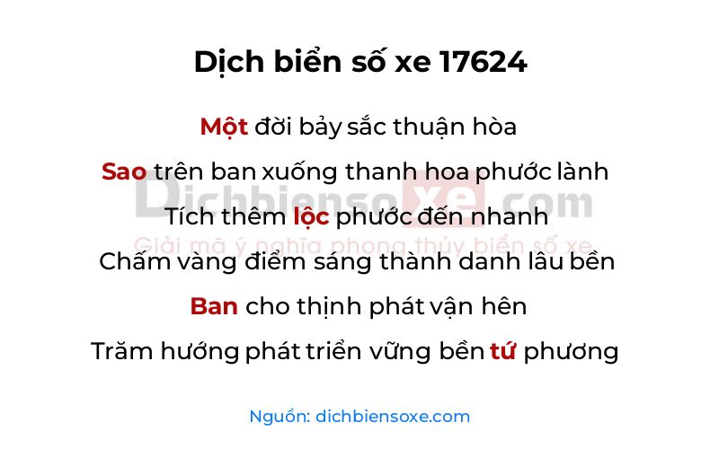 Dịch thơ biển số 17624