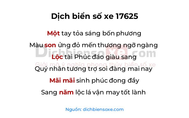 Dịch thơ biển số 17625