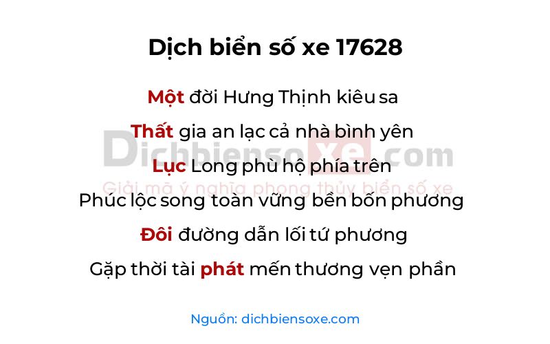 Dịch thơ biển số 17628