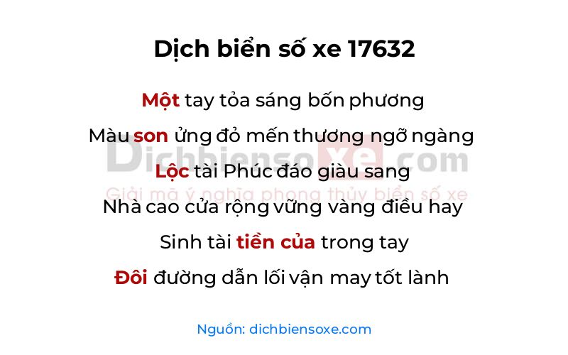 Dịch thơ biển số 17632