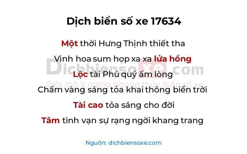 Dịch thơ biển số 17634