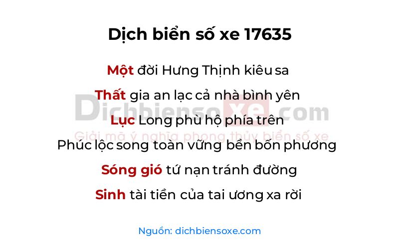 Dịch thơ biển số 17635