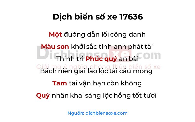 Dịch thơ biển số 17636