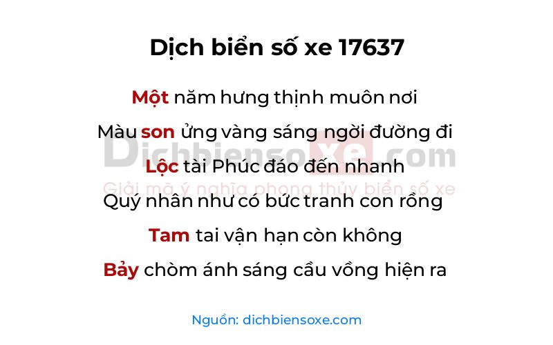 Dịch thơ biển số 17637