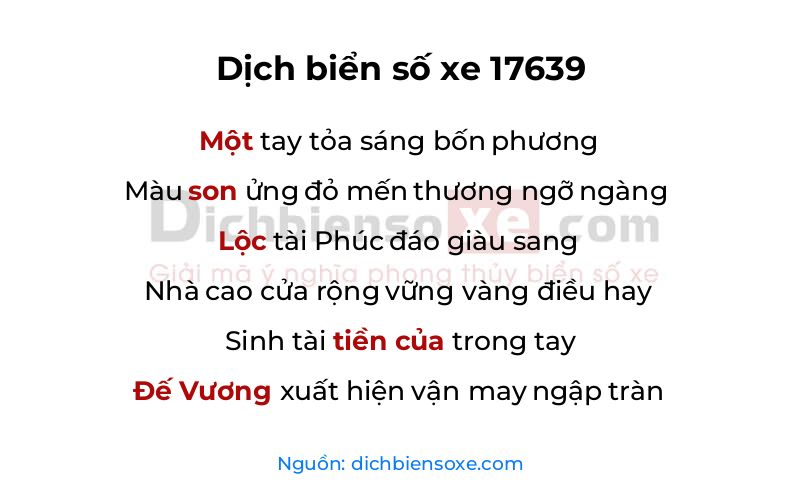 Dịch thơ biển số 17639