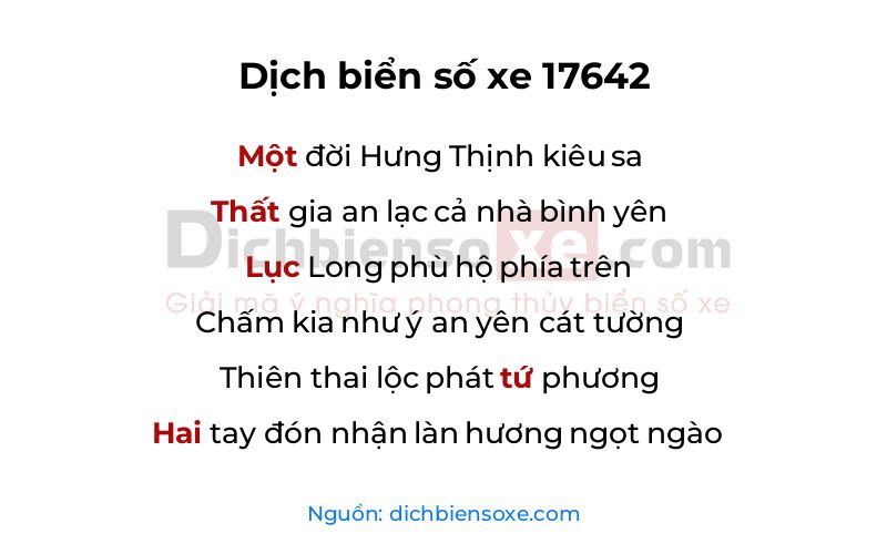 Dịch thơ biển số 17642