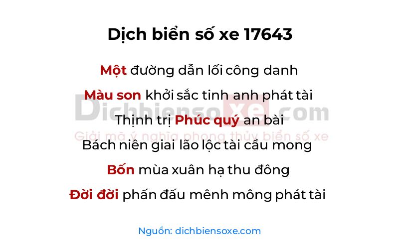 Dịch thơ biển số 17643