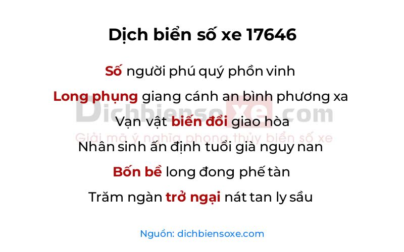 Dịch thơ biển số 17646