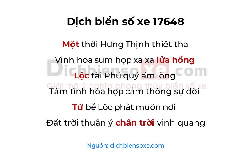 Dịch thơ biển số 17648