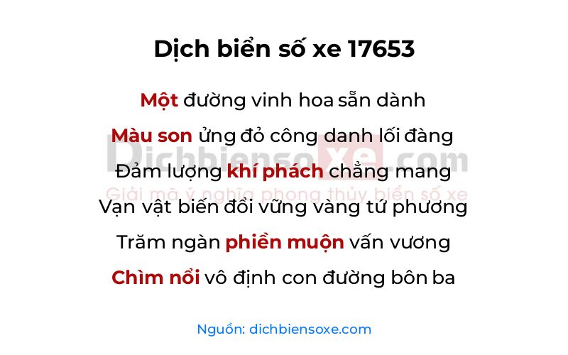 Dịch thơ biển số 17653
