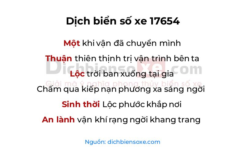 Dịch thơ biển số 17654
