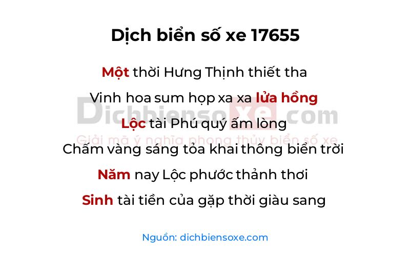 Dịch thơ biển số 17655