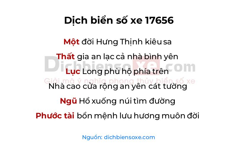 Dịch thơ biển số 17656