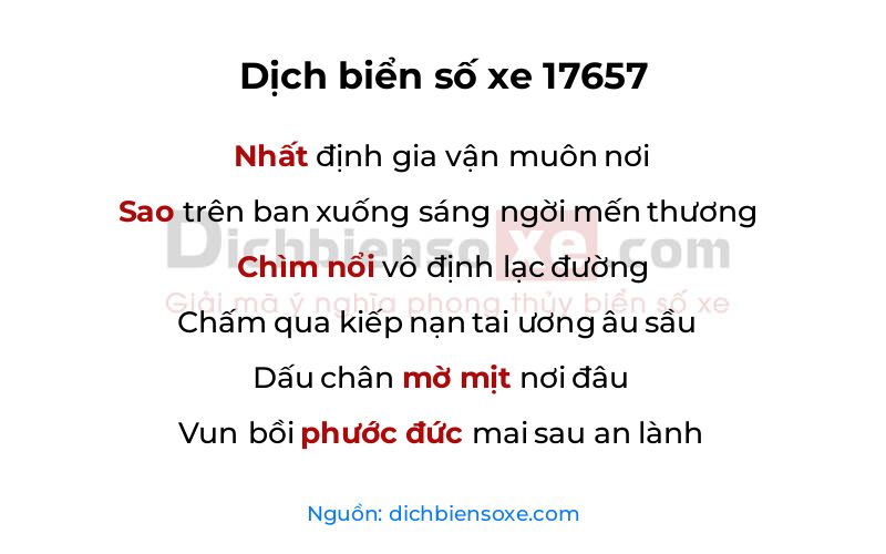 Dịch thơ biển số 17657