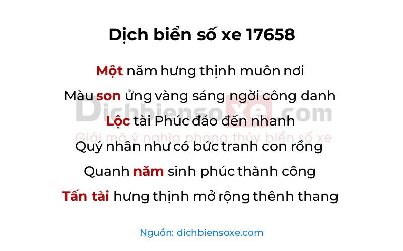 Dịch thơ biển số 17658