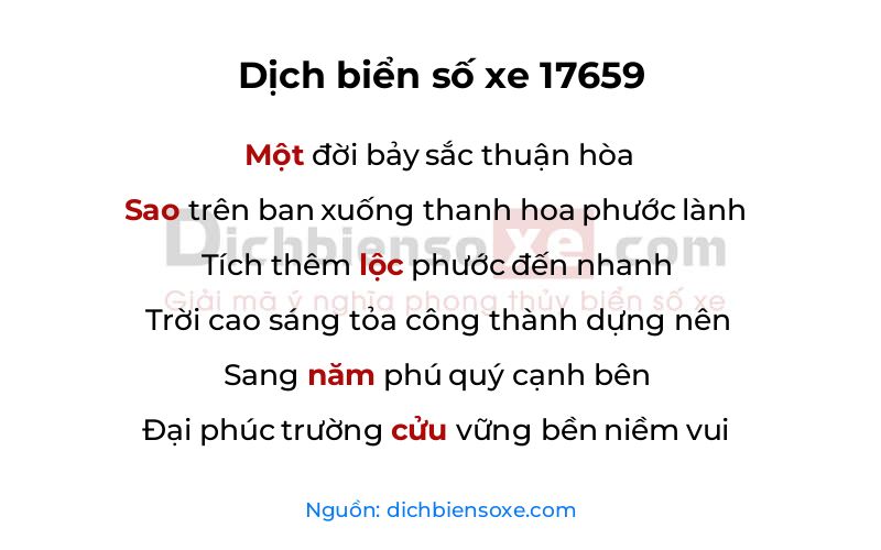 Dịch thơ biển số 17659